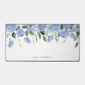 Bordure aquarelle florale bleue à monogramme éléga (Recto)
