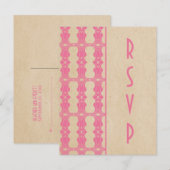 Bordure Art Déco rose Carte postale RSVP (Devant / Derrière)