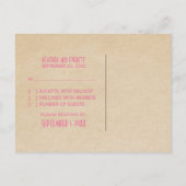 Bordure Art Déco rose Carte postale RSVP (Dos)