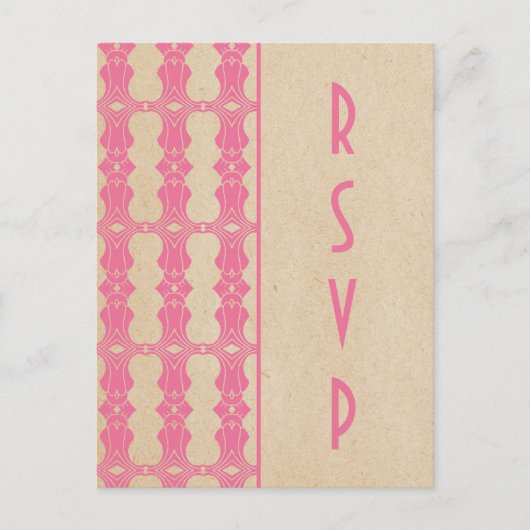 Bordure Art Déco rose Carte postale RSVP (Devant)