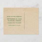 Bordure Art déco vert Enregistrer la date Carte po (Dos)