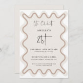 Bordure blanche beige Vague 21e Invitation anniver (Devant / Derrière)