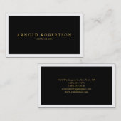 Bordure blanche claire Couleur noire Carte de visi (Devant / Derrière)