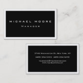 Bordure blanche unique Carte de visite noir tendan (Devant / Derrière)