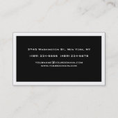 Bordure blanche unique Carte de visite noir tendan (Dos)