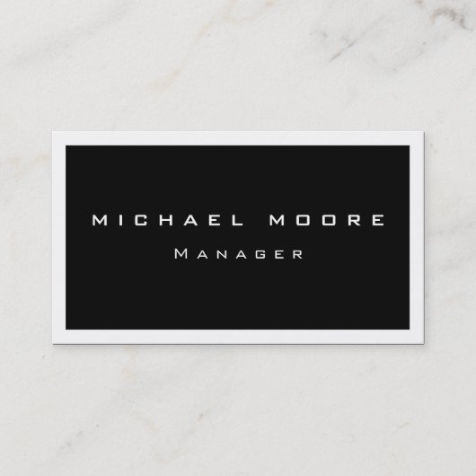 Bordure blanche unique Carte de visite noir tendan (Devant)
