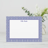 Bordure bleue et blanche Carte de note personnalis (Debout devant)
