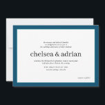 Bordure bleue marine Faire-part de mariage simple<br><div class="desc">Faites une déclaration d'élégance sobre avec ce design simple, basé sur du texte, avec une bordure marine bleu marine et turquoise sur blanc. Utilisez l'option de personnalisation pour changer toutes les couleurs pour s'adapter à votre thème mariage, vous pouvez même ajouter une image de fond de votre choix pour vraiment...</div>