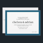 Bordure bleue marine Faire-part de mariage simple<br><div class="desc">Faites une déclaration d'élégance sobre avec ce design simple, basé sur du texte, avec une bordure marine bleu marine et turquoise sur blanc. Utilisez l'option de personnalisation pour changer toutes les couleurs pour s'adapter à votre thème mariage, vous pouvez même ajouter une image de fond de votre choix pour vraiment...</div>