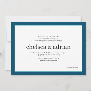 Bordure bleue marine Faire-part de mariage simple
