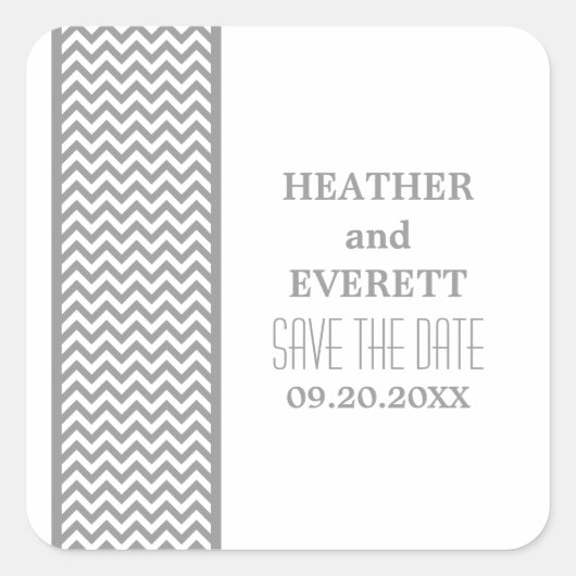 Bordure Chevron gris Enregistrer les stickers Date (Devant)