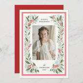 bordure classique de baies des fêtes | carte de vœ (Devant / Derrière)