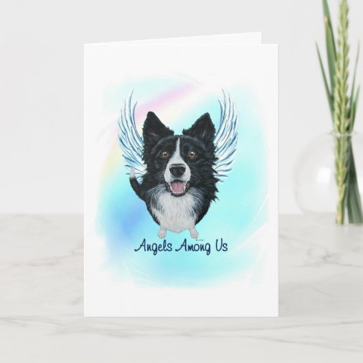 Bordure Collie Angel Dog Pet Perte Carte de sympat (Devant)