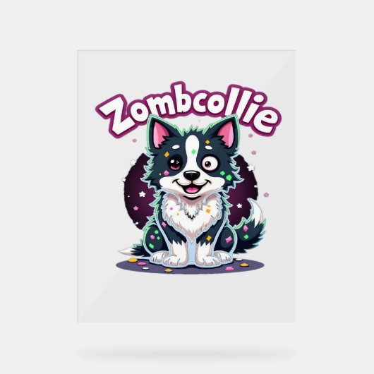 Bordure Collie BC Chien Zombie Halloween Essentiel (Recto)