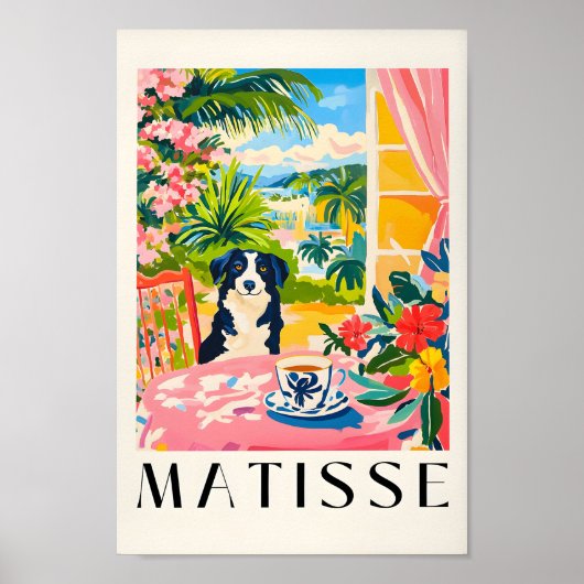 Bordure Collie Boire Poster de café, Funny Kitche (Devant)