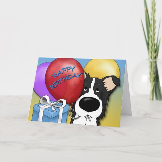 Bordure Collie Carte d'anniversaire (Devant)