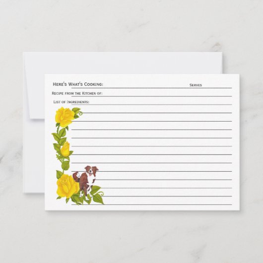 Bordure Collie, Carte Recette Roses Jaunes (Devant)
