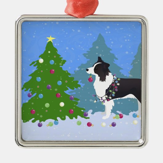 Bordure Collie Chien Décoration Arbre de Noël (Devant)