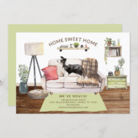 Bordure Collie Chien Faire-part de déplacement