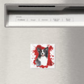 Bordure Collie Chien Rouge Magnet Abstrait (In Situ (Lave-vaisselle))