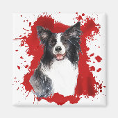 Bordure Collie Chien Rouge Magnet Abstrait (Devant)