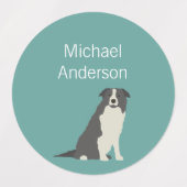 Bordure Collie Dog couleurs imperméable étiquette (Design 2)