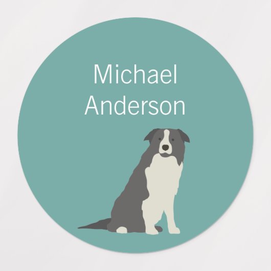 Bordure Collie Dog couleurs imperméable étiquette (Design 2)