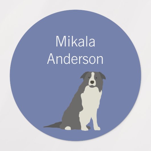 Bordure Collie Dog couleurs imperméable étiquette (Design 1)