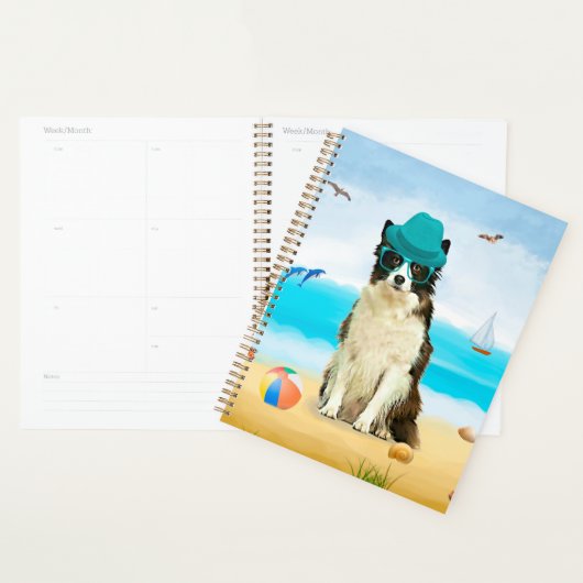 Bordure Collie Dog sur la plage (Devant avec enveloppe)
