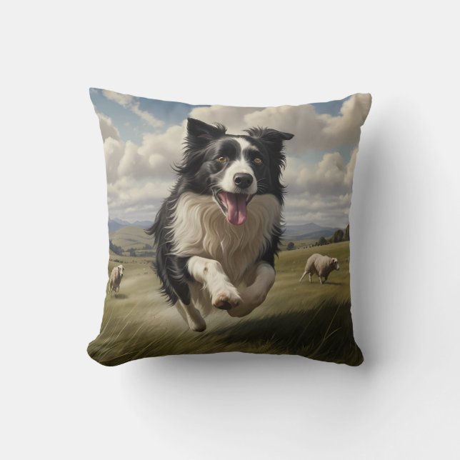 Bordure Collie Élégant Oreiller à lancer (Recto)