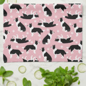Bordure Collie et serviette de cuisine Empreinte d (Plié)