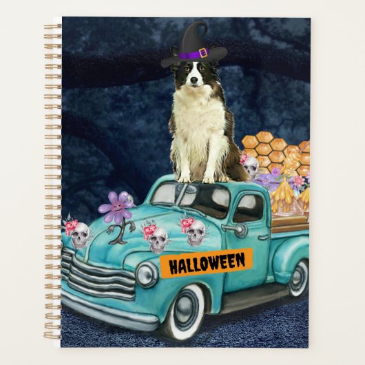 Bordure Collie Halloween Camion Effrayant Nuit (Devant)