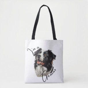 Bordure Collie 'Je suis un génie' Sac fourre-tout