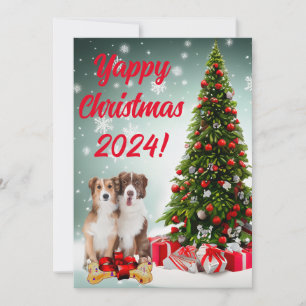 Bordure Collie Joyeux Chien de Noël Carte Maman Et