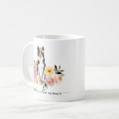 Bordure Collie Maman Floral Café Mug (Devant gauche)