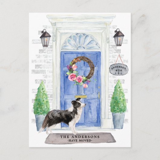 Bordure Collie Moving Faire-part Carte postale (Devant)