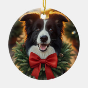 Bordure Collie ornement vacances