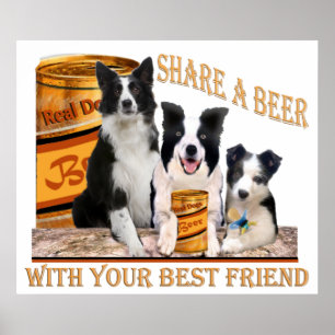 Bordure Collie Partager Une Affiche De Bière