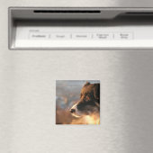 Bordure Collie Photos Magnet Carré (In Situ (Lave-vaisselle))
