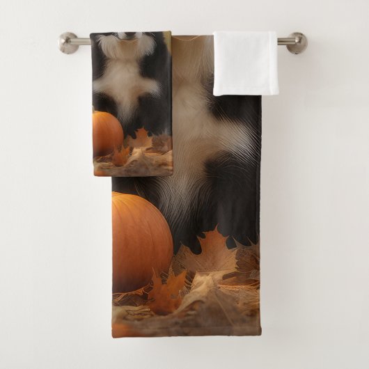 Bordure Collie Puppy Automne Citrouille de plaisir (En situation)