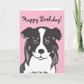 Bordure Collie rose Bonne carte d'anniversaire (Devant)