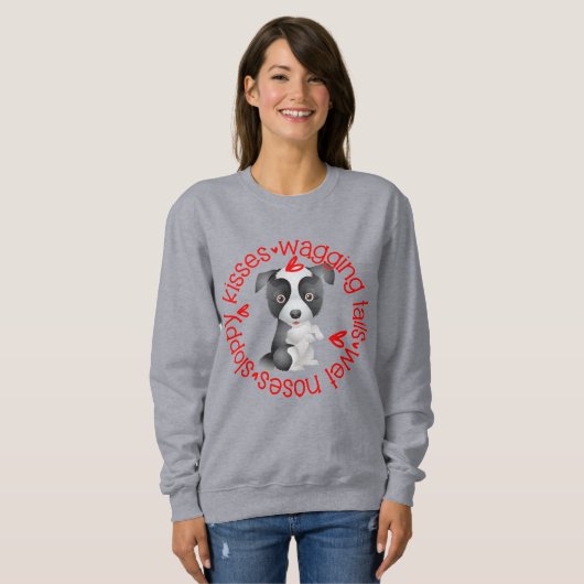 Bordure Collie, Sweatshirt des baisers escarpés (Devant entier)