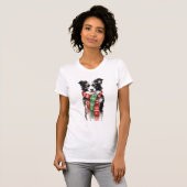 Bordure Collie T-shirt femme de Noël - Festive (Devant entier)