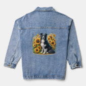 Bordure Collie Tournesol Floral Denim Veste (Verso)