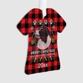 Bordure Collie Vilain Sweat de Noël Rouge Plaid (devant)