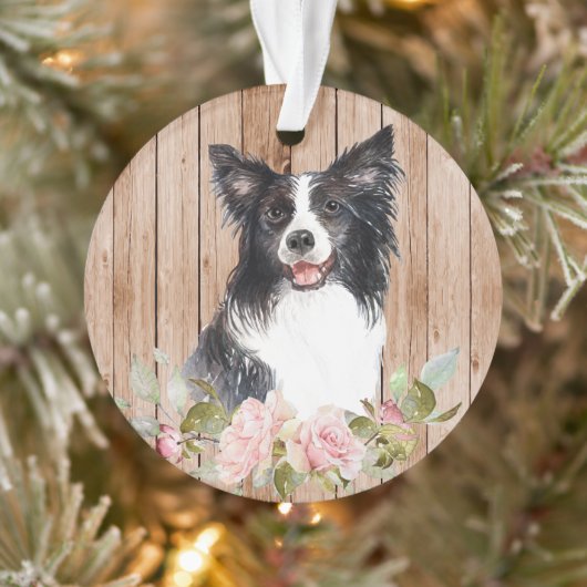 Bordure d'aquarelle Collie & Fleurs (Arbre)