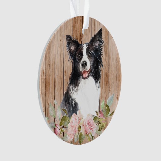 Bordure d'aquarelle Collie & Fleurs (devant)