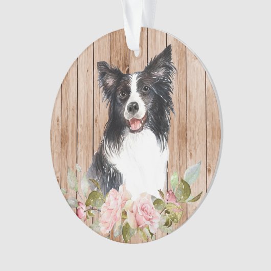 Bordure d'aquarelle Collie & Fleurs (devant)