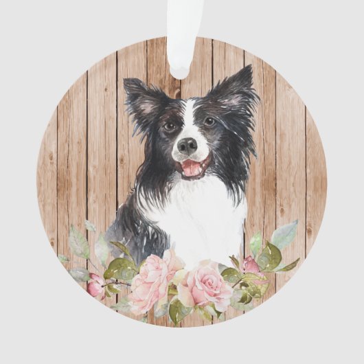Bordure d'aquarelle Collie & Fleurs (devant)