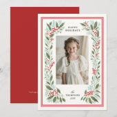 bordure de baies classique pour les fêtes | carte (Devant / Derrière)